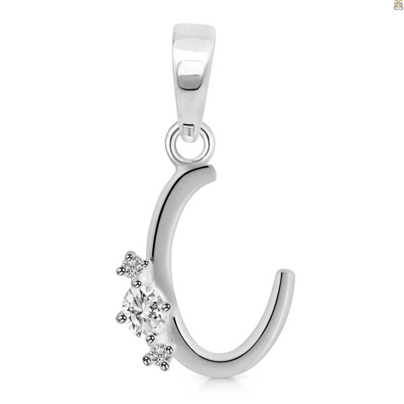 Cubic Zirconia Alphabet C Pendant CUZ-RDA-3.