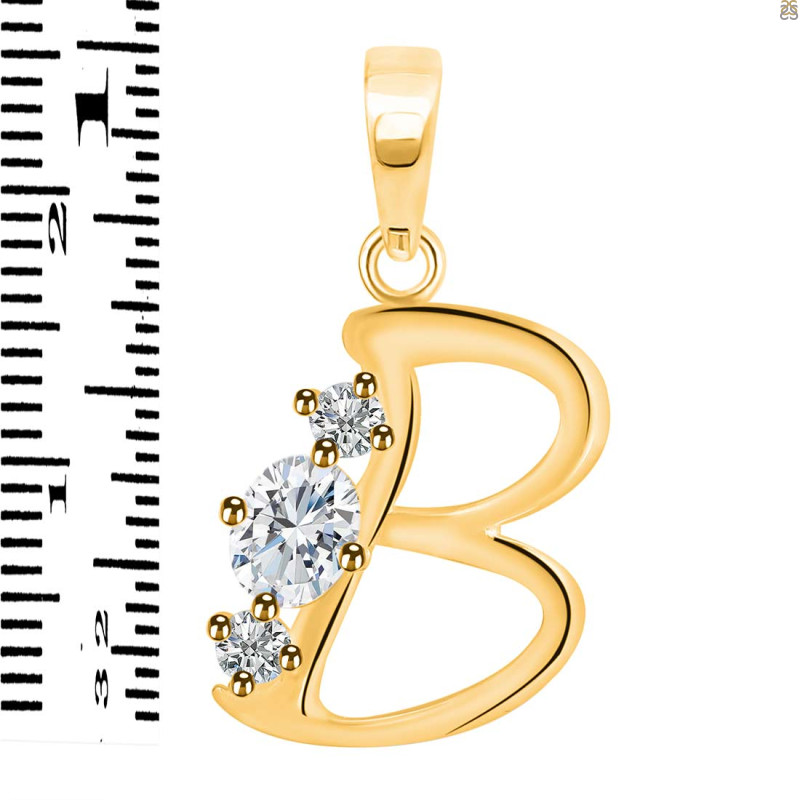 Cubic Zirconia Alphabet B Pendant CUZ-RDA-54.