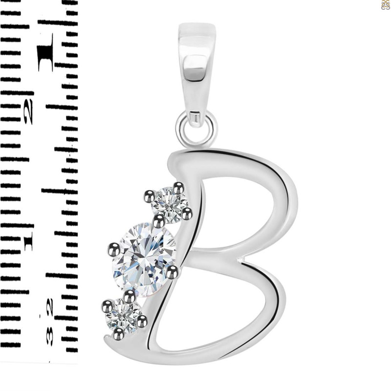 Cubic Zirconia Alphabet B Pendant CUZ-RDA-54.