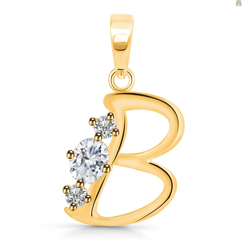 Cubic Zirconia Alphabet B Pendant CUZ-RDA-54.