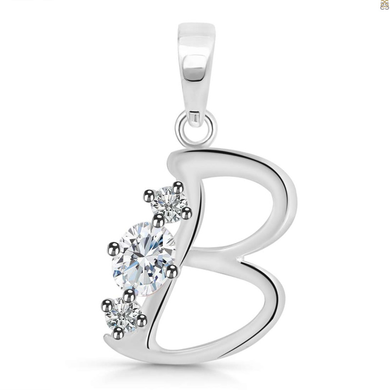 Cubic Zirconia Alphabet B Pendant CUZ-RDA-54.
