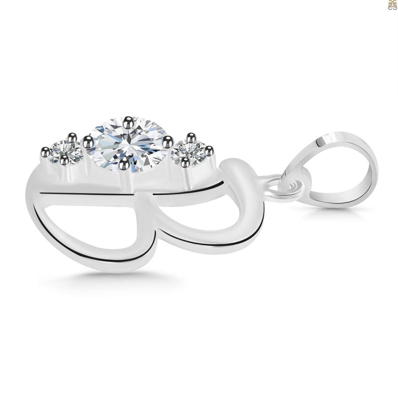 Cubic Zirconia Alphabet B Pendant