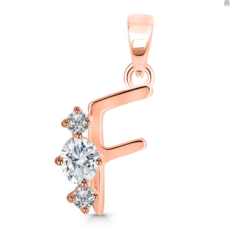 Cubic Zirconia Alphabet F Pendant CUZ-RDA-58.