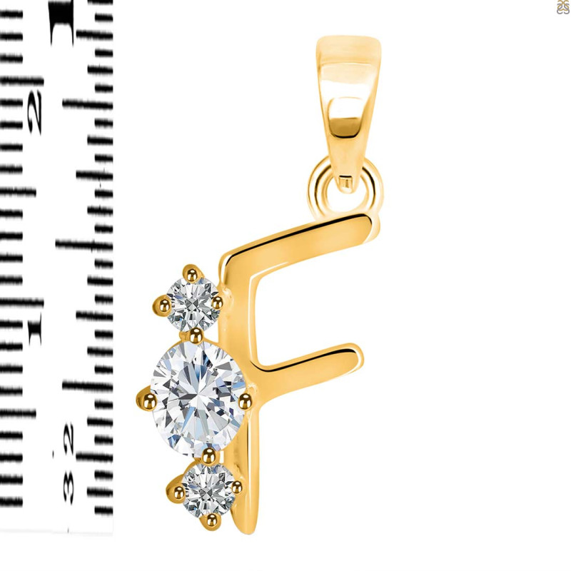 Cubic Zirconia Alphabet F Pendant CUZ-RDA-58.