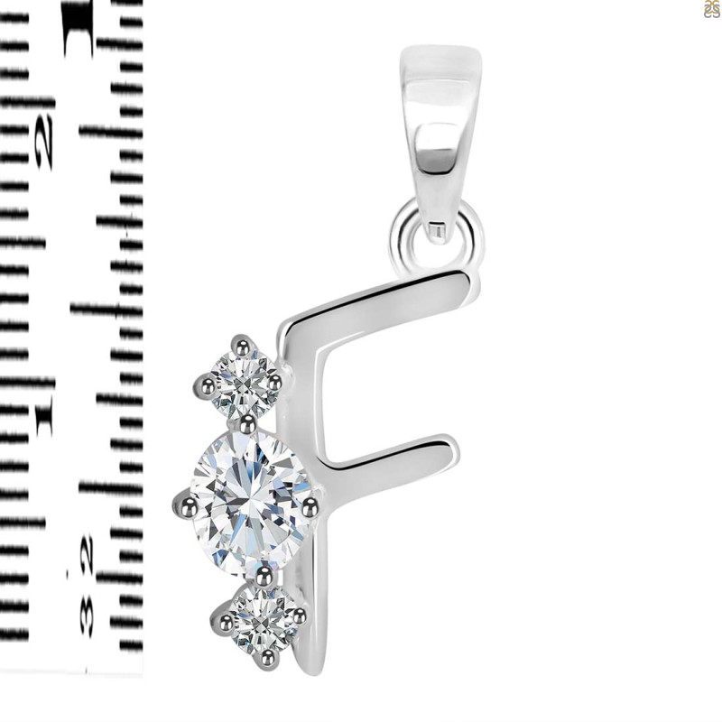Cubic Zirconia Alphabet F Pendant CUZ-RDA-58.