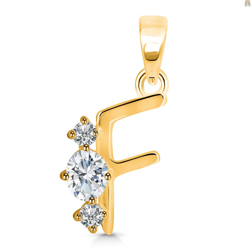 Cubic Zirconia Alphabet F Pendant CUZ-RDA-58.
