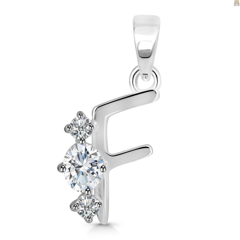 Cubic Zirconia Alphabet F Pendant CUZ-RDA-58.