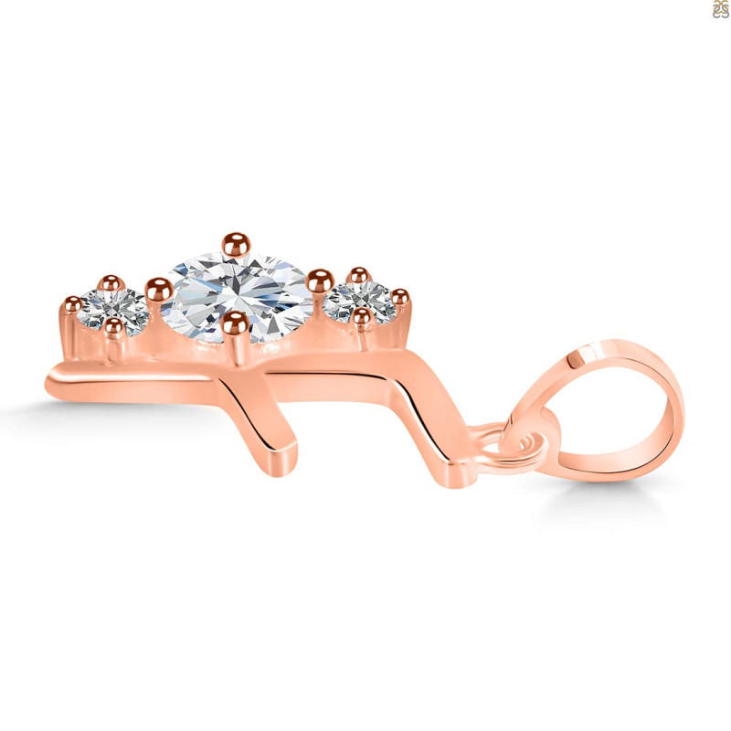 Cubic Zirconia Alphabet F Pendant CUZ-RDA-58.