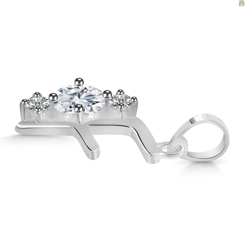 Cubic Zirconia Alphabet F Pendant
