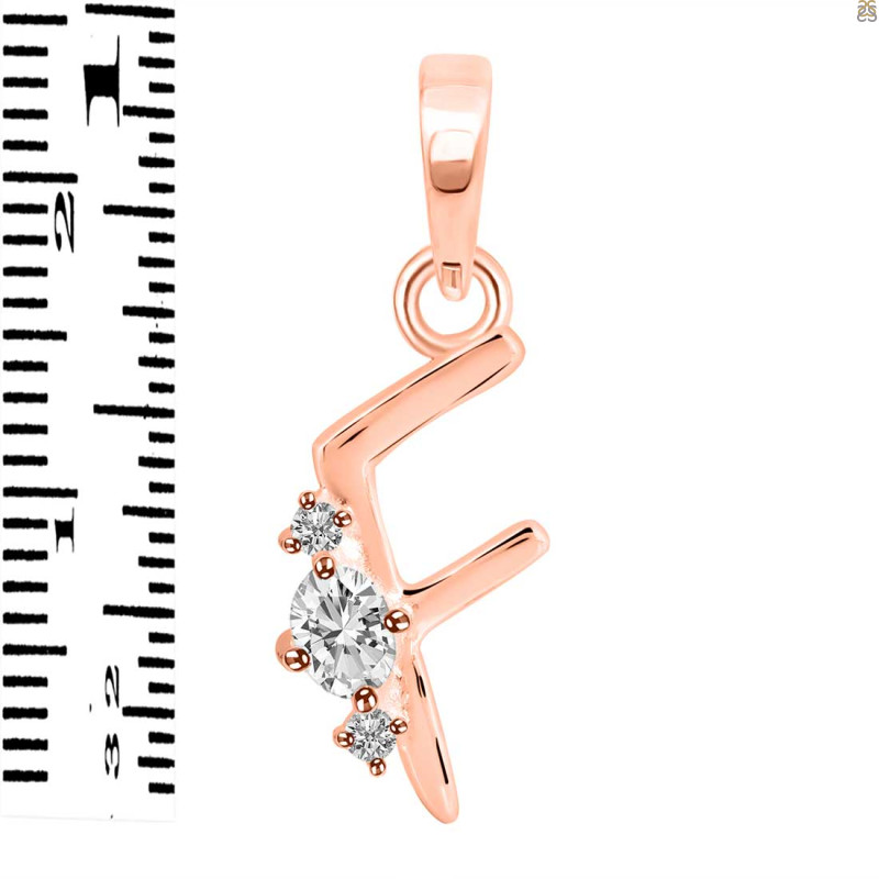 Cubic Zirconia Alphabet F Pendant CUZ-RDA-6.