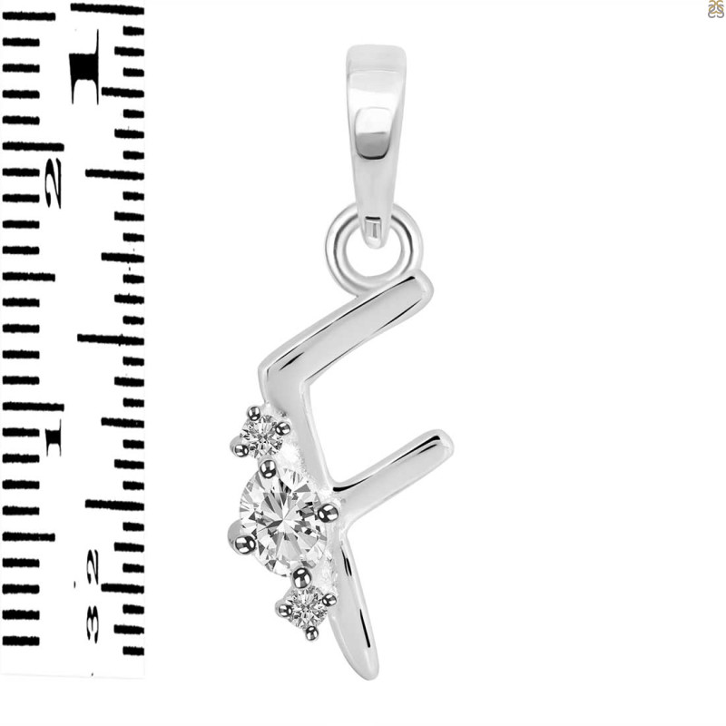 Cubic Zirconia Alphabet F Pendant CUZ-RDA-6.