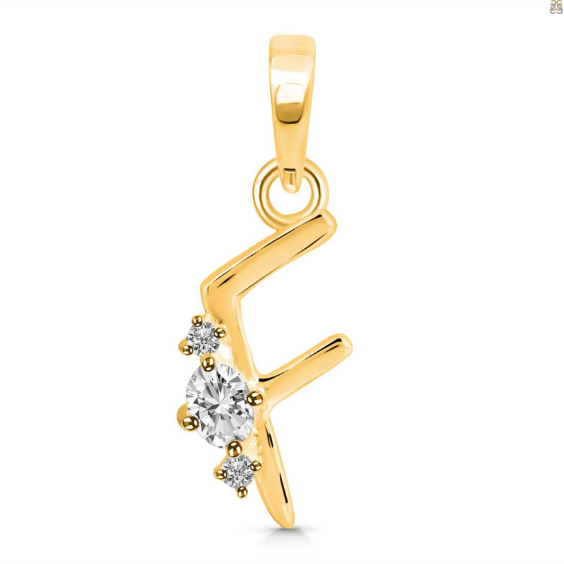 Cubic Zirconia Alphabet F Pendant CUZ-RDA-6.