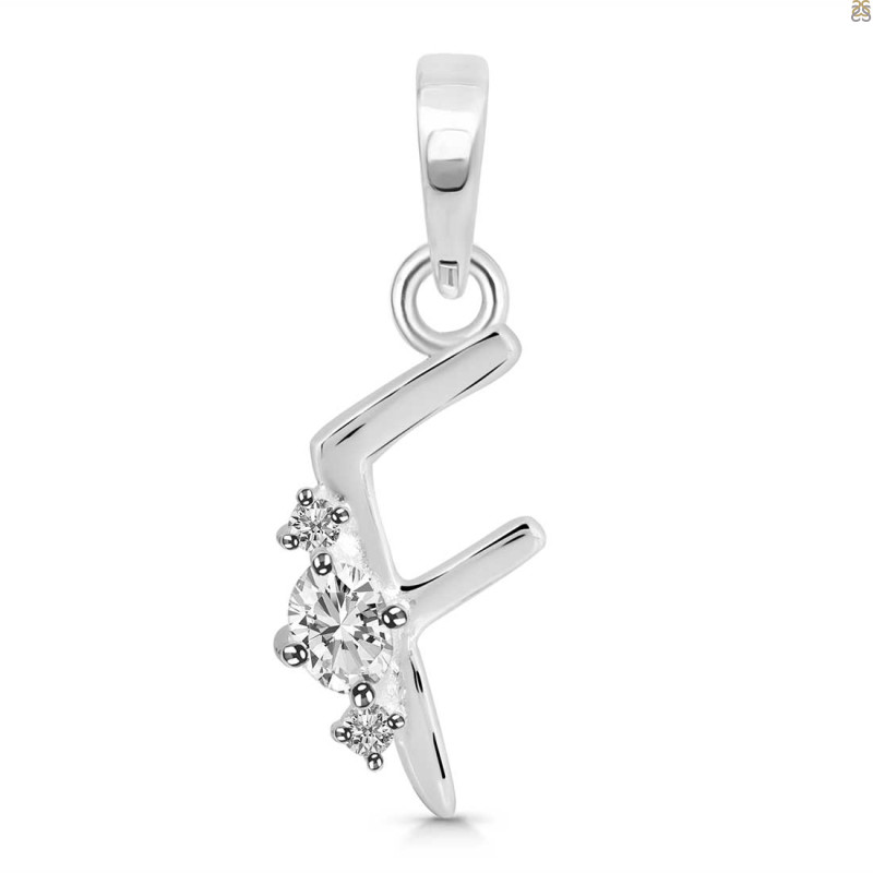 Cubic Zirconia Alphabet F Pendant CUZ-RDA-6.