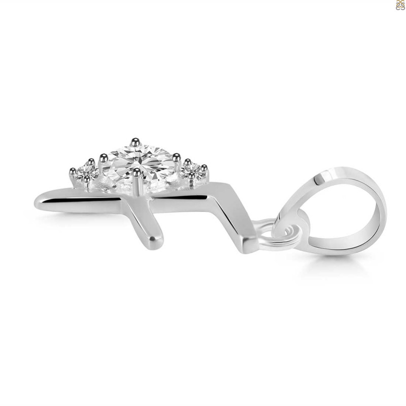 Cubic Zirconia Alphabet F Pendant