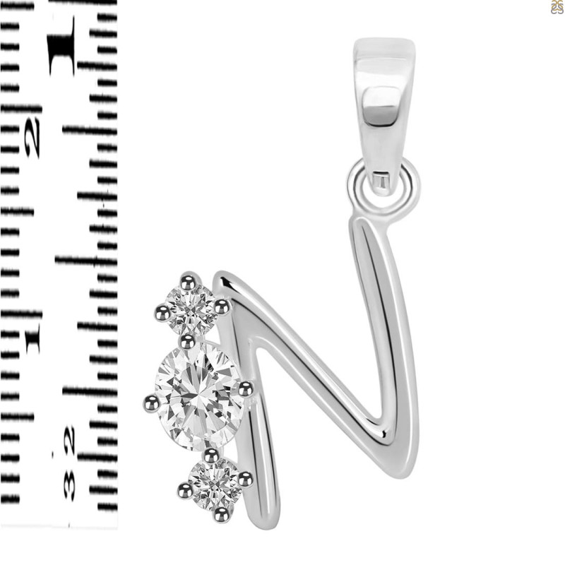 Cubic Zirconia Alphabet N Pendant CUZ-RDA-66.