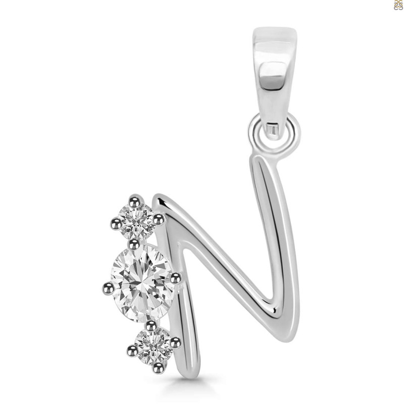 Cubic Zirconia Alphabet N Pendant CUZ-RDA-66.