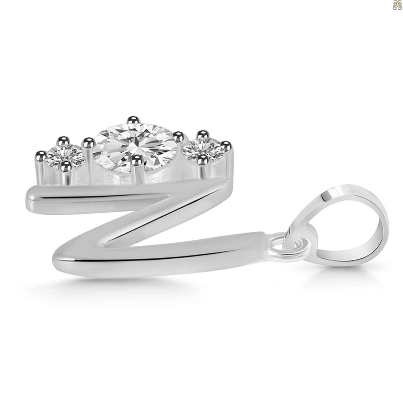 Cubic Zirconia Alphabet N Pendant