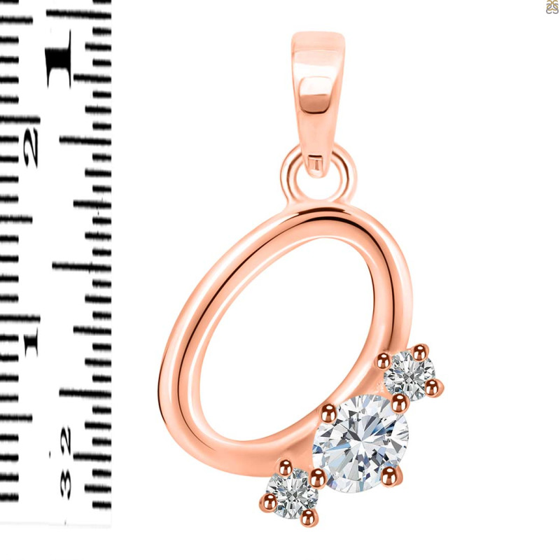 Cubic Zirconia Alphabet O Pendant CUZ-RDA-67.
