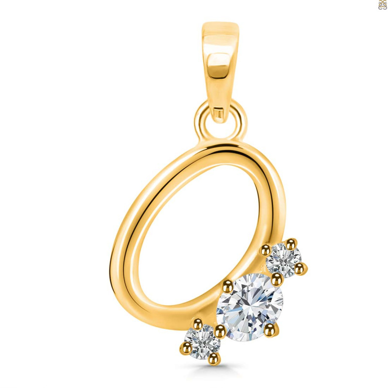 Cubic Zirconia Alphabet O Pendant CUZ-RDA-67.