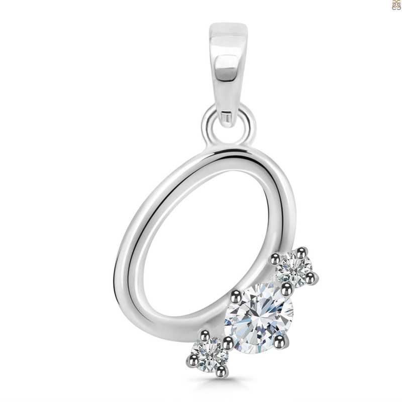 Cubic Zirconia Alphabet O Pendant CUZ-RDA-67.