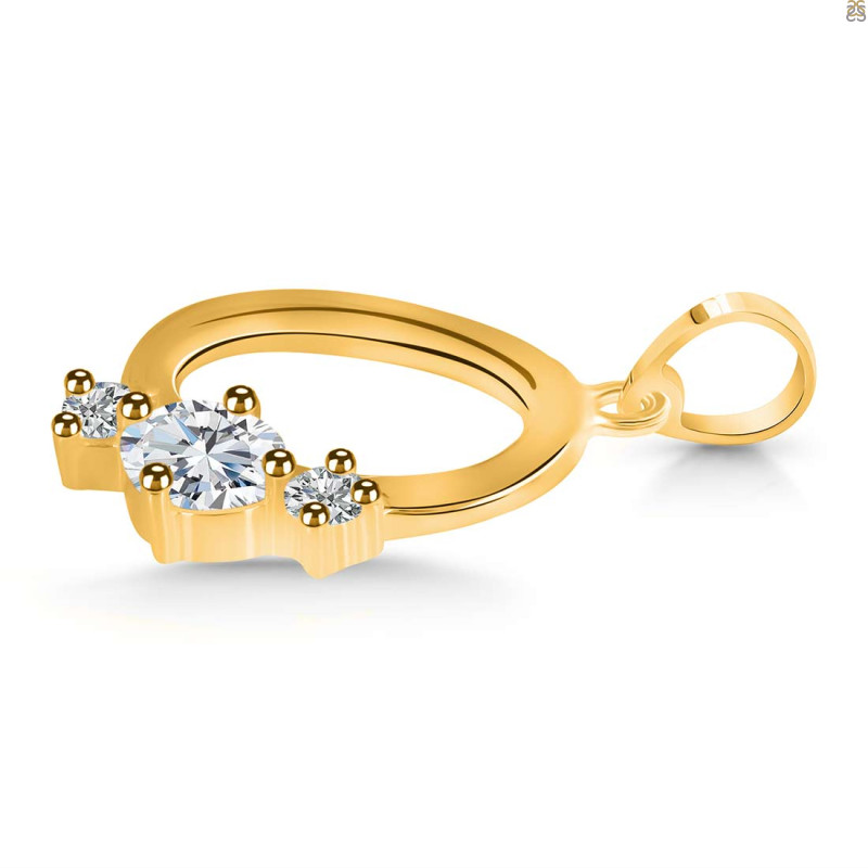 Cubic Zirconia Alphabet O Pendant CUZ-RDA-67.