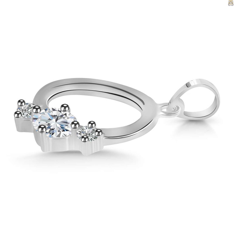 Cubic Zirconia Alphabet O Pendant