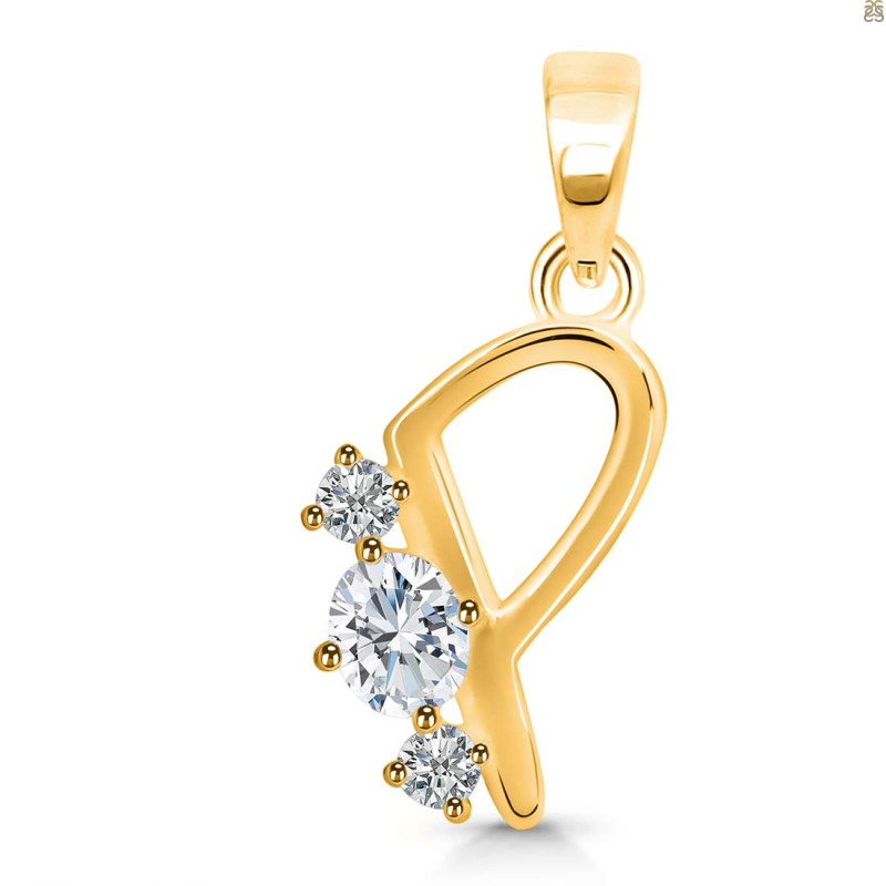 Cubic Zirconia Alphabet P Pendant CUZ-RDA-68.