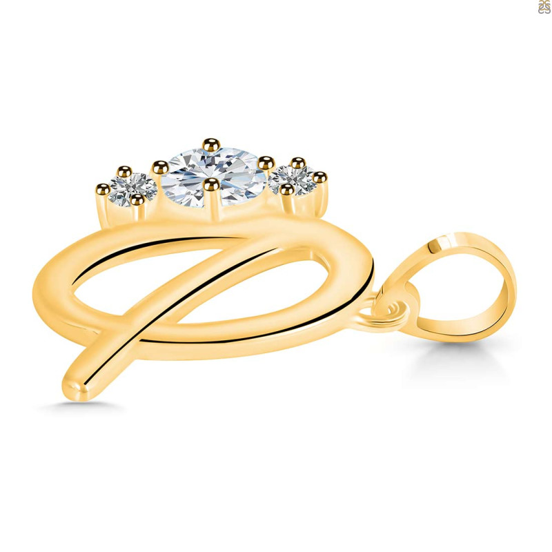 Cubic Zirconia Alphabet Q Pendant CUZ-RDA-69.