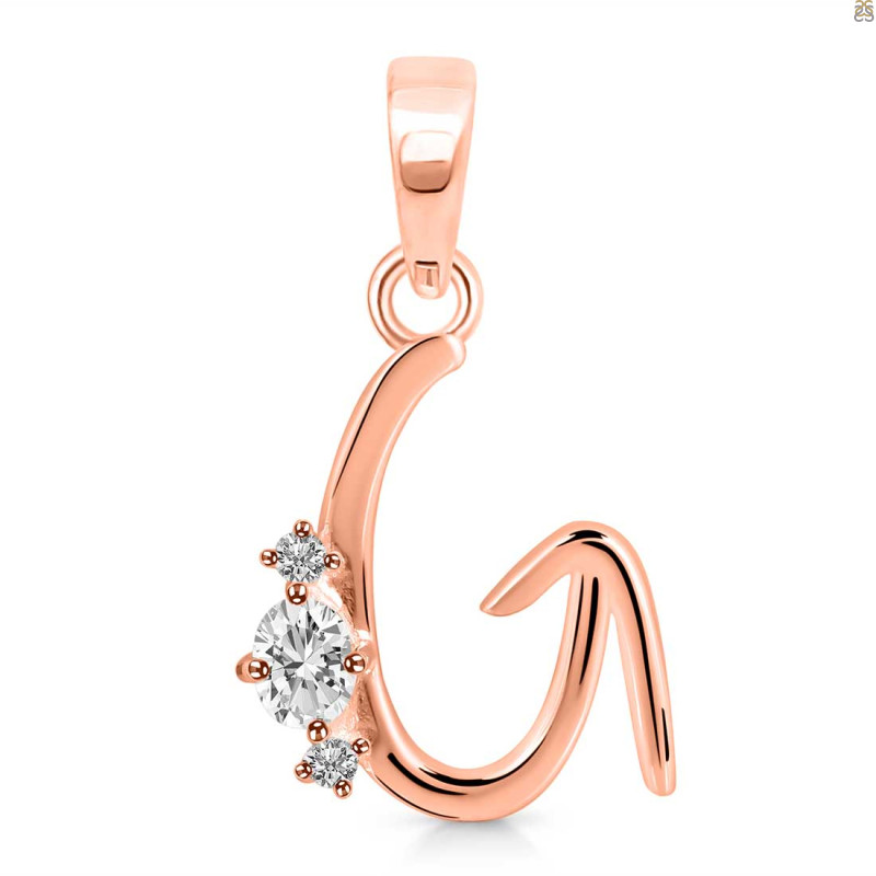 Cubic Zirconia Alphabet G Pendant CUZ-RDA-7.