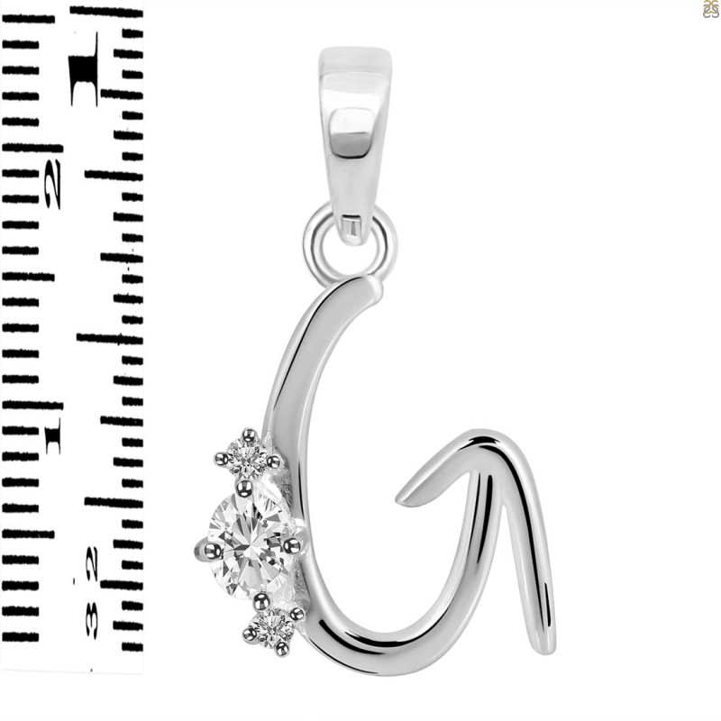 Cubic Zirconia Alphabet G Pendant CUZ-RDA-7.