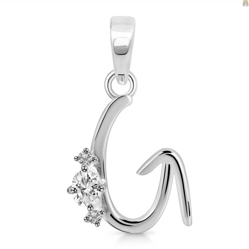 Cubic Zirconia Alphabet G Pendant CUZ-RDA-7.