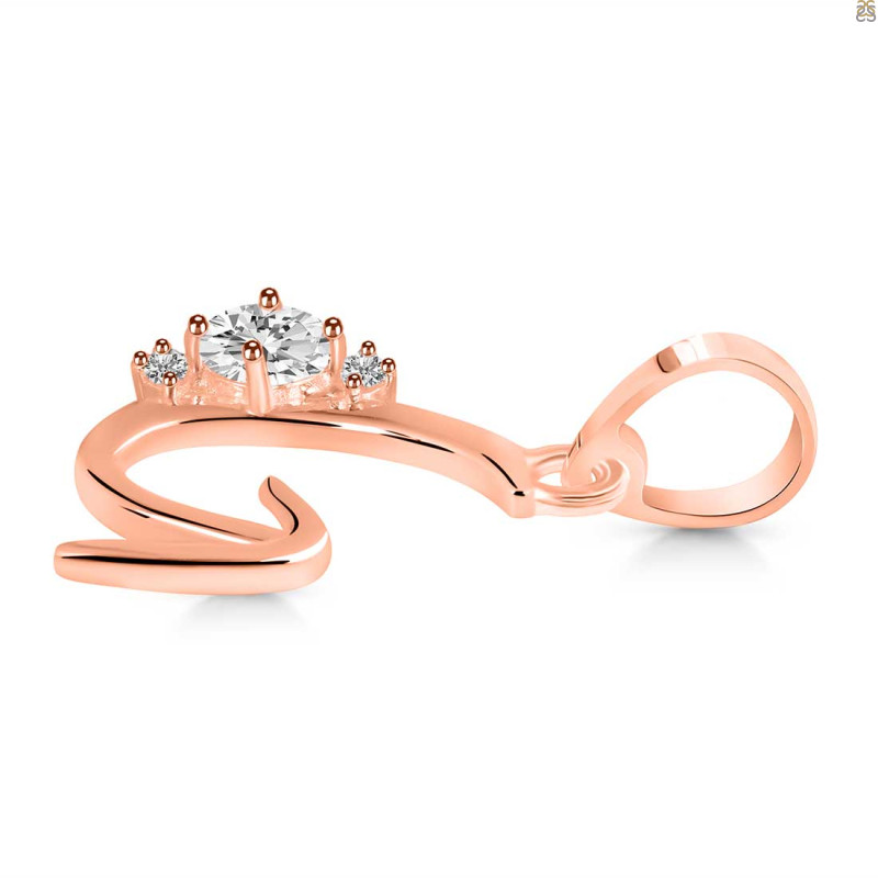 Cubic Zirconia Alphabet G Pendant CUZ-RDA-7.