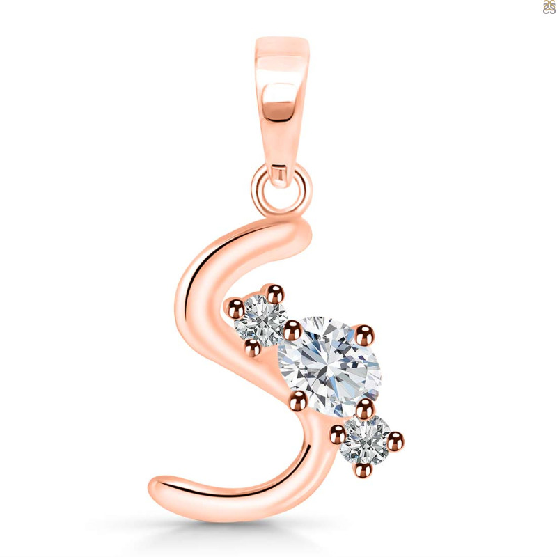 Cubic Zirconia Alphabet S Pendant CUZ-RDA-71.