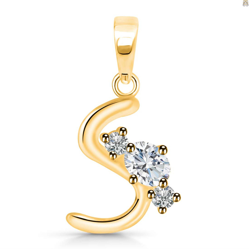 Cubic Zirconia Alphabet S Pendant CUZ-RDA-71.