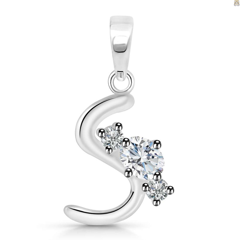 Cubic Zirconia Alphabet S Pendant CUZ-RDA-71.