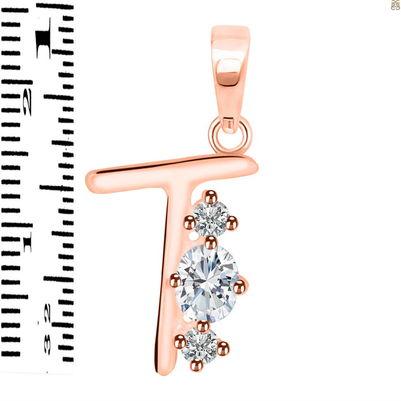 Cubic Zirconia Alphabet T Pendant CUZ-RDA-72.
