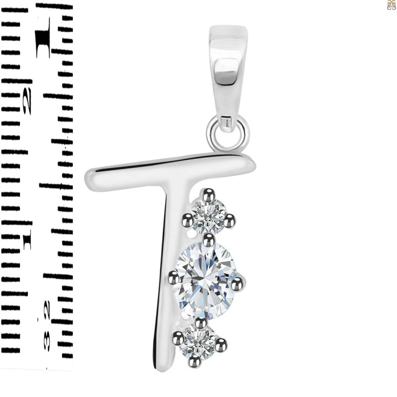Cubic Zirconia Alphabet T Pendant CUZ-RDA-72.