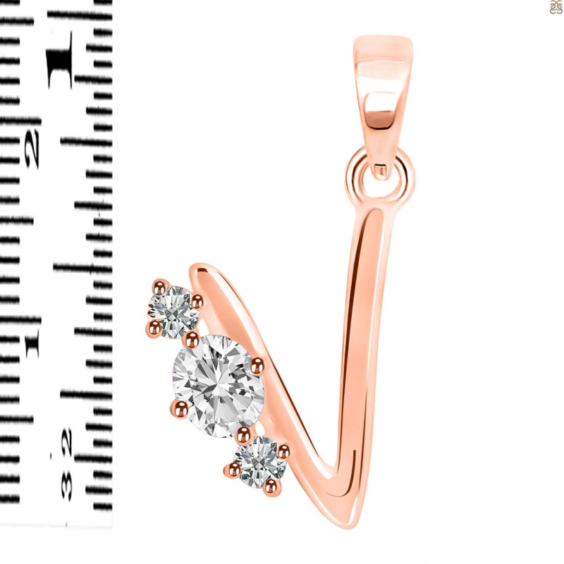 Cubic Zirconia Alphabet V Pendant CUZ-RDA-74.