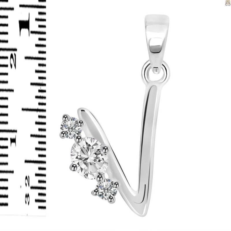 Cubic Zirconia Alphabet V Pendant CUZ-RDA-74.