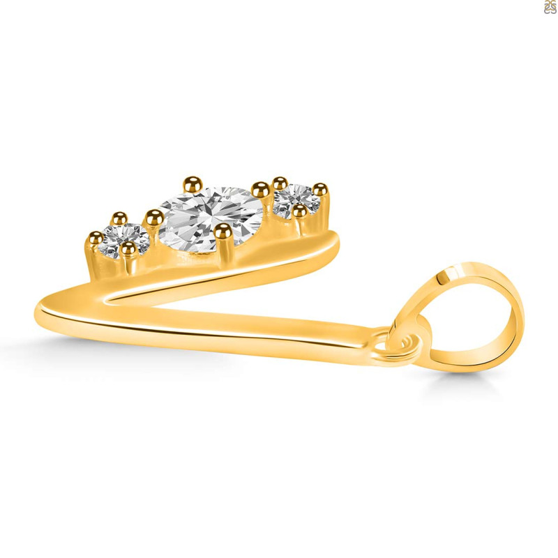 Cubic Zirconia Alphabet V Pendant CUZ-RDA-74.