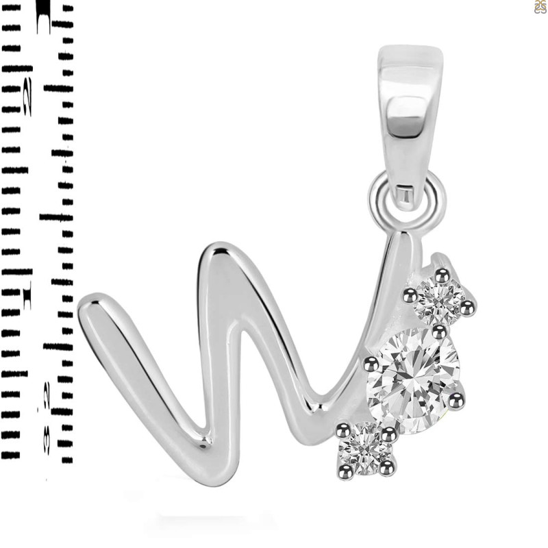 Cubic Zirconia Alphabet W Pendant CUZ-RDA-75.