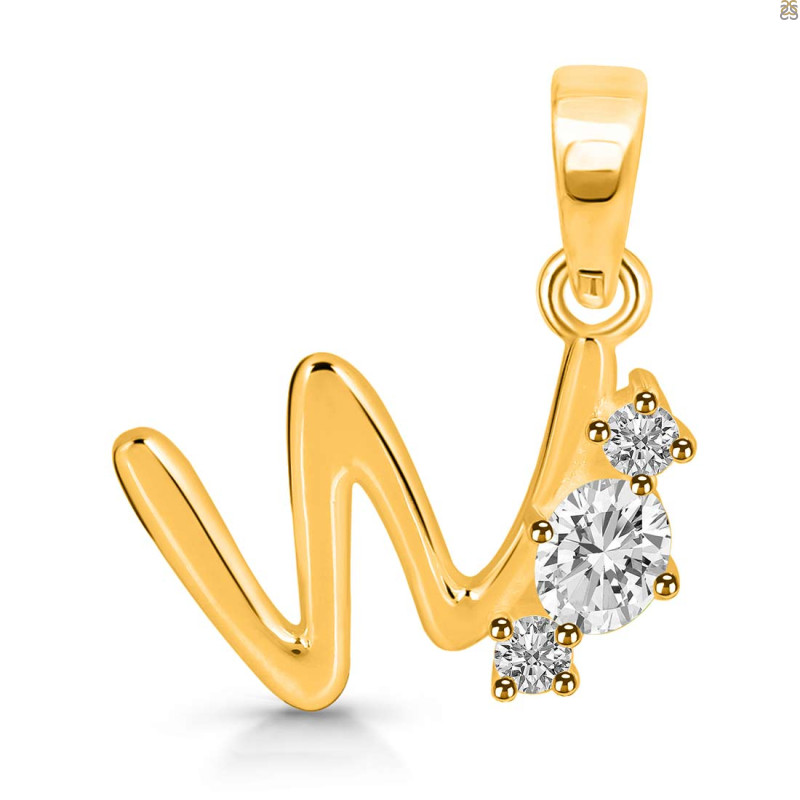 Cubic Zirconia Alphabet W Pendant CUZ-RDA-75.