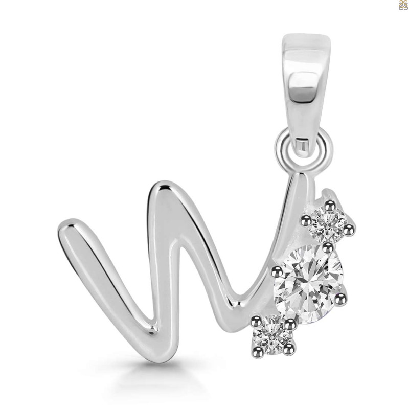Cubic Zirconia Alphabet W Pendant CUZ-RDA-75.