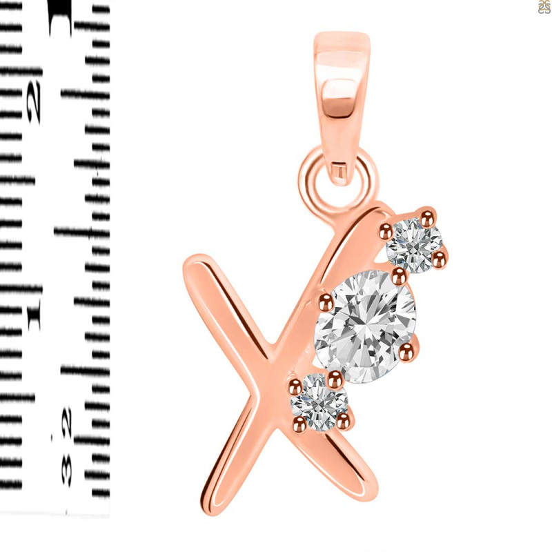 Cubic Zirconia Alphabet X Pendant CUZ-RDA-76.
