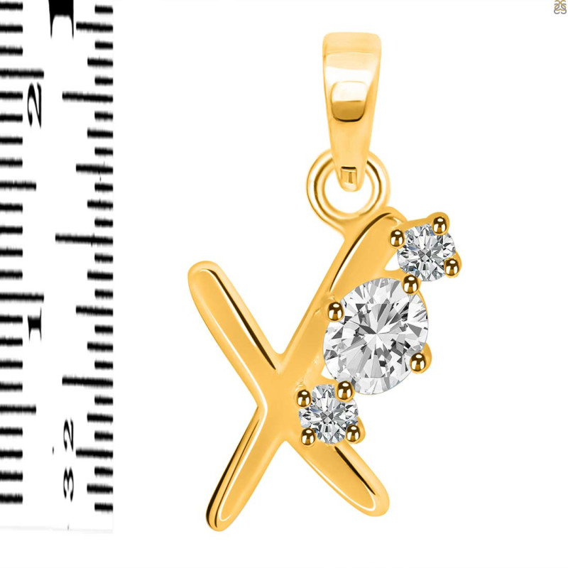 Cubic Zirconia Alphabet X Pendant CUZ-RDA-76.