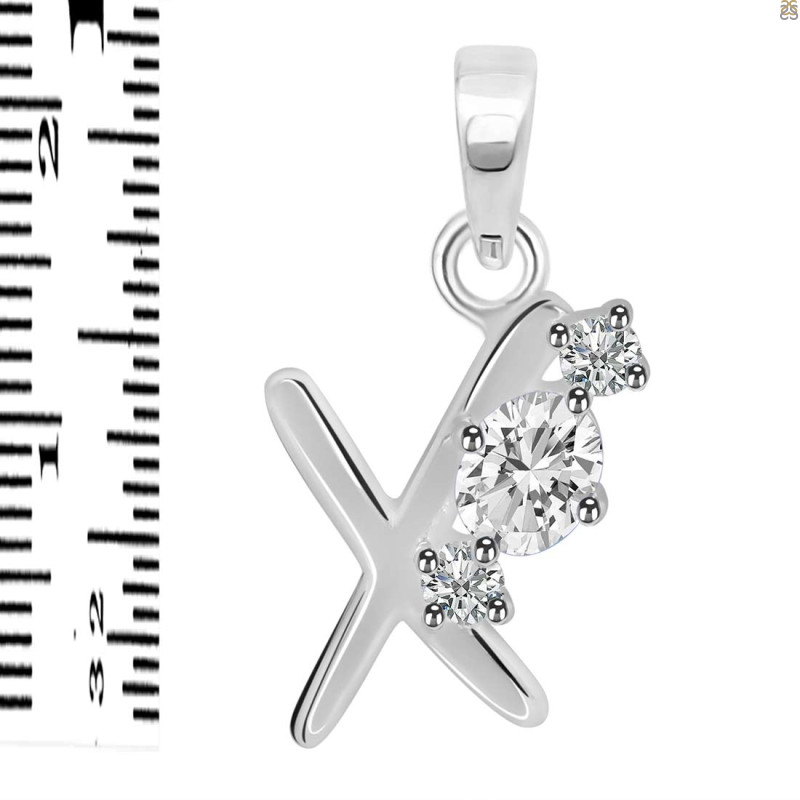 Cubic Zirconia Alphabet X Pendant CUZ-RDA-76.