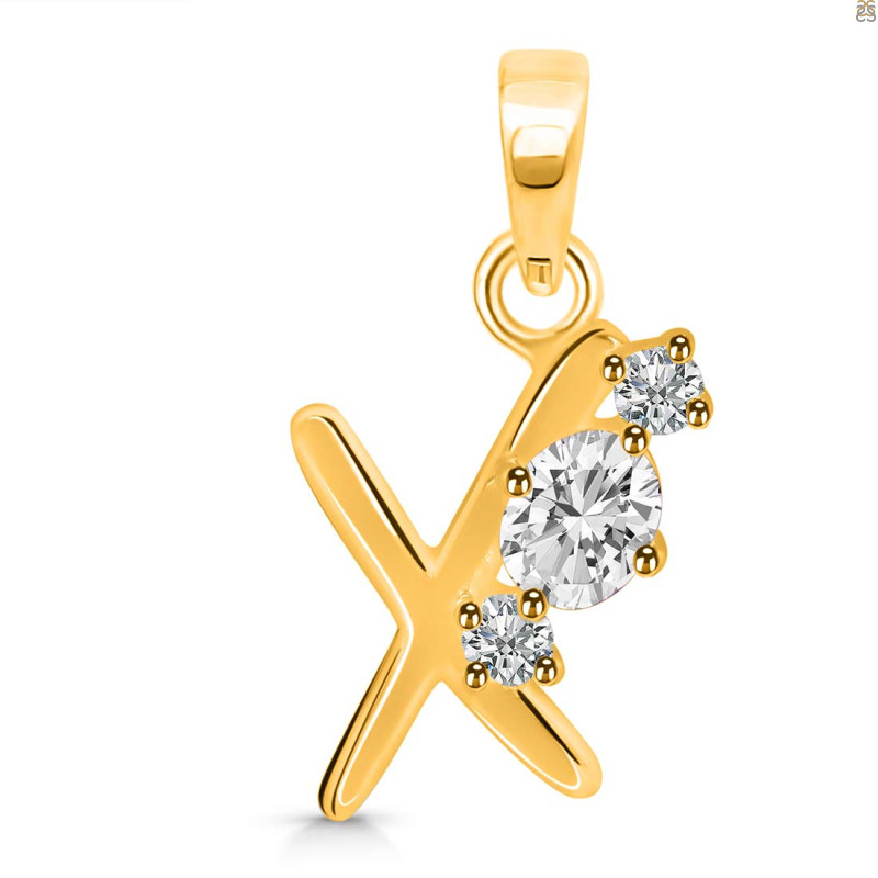 Cubic Zirconia Alphabet X Pendant CUZ-RDA-76.