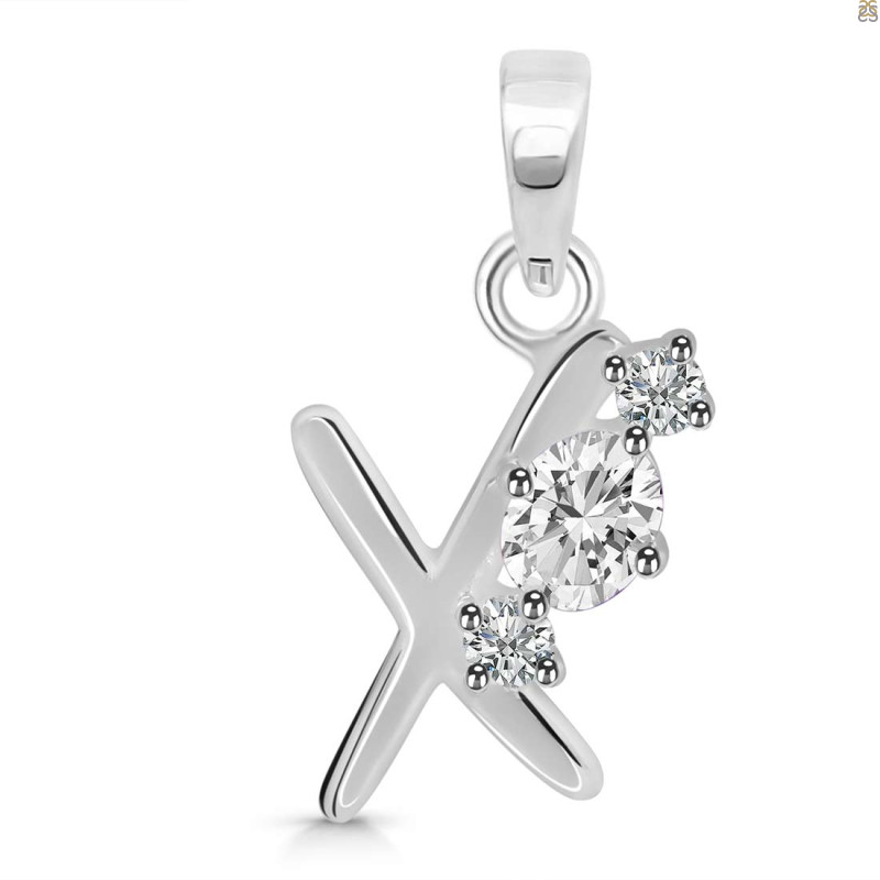 Cubic Zirconia Alphabet X Pendant CUZ-RDA-76.