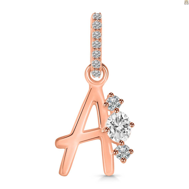 Cubic Zirconia Alphabet A Pendant CUZ-RDA-79.