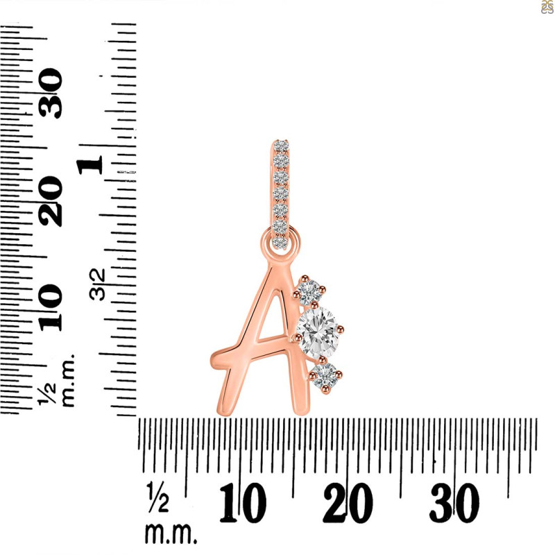 Cubic Zirconia Alphabet A Pendant CUZ-RDA-79.